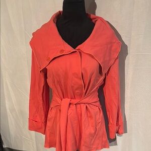 Luii Orange Trench Coat Wrap Style with Tie Waist
